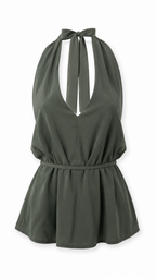 Top halter con scollo all' americana