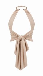 Top halter a coste con anello metallico oro
