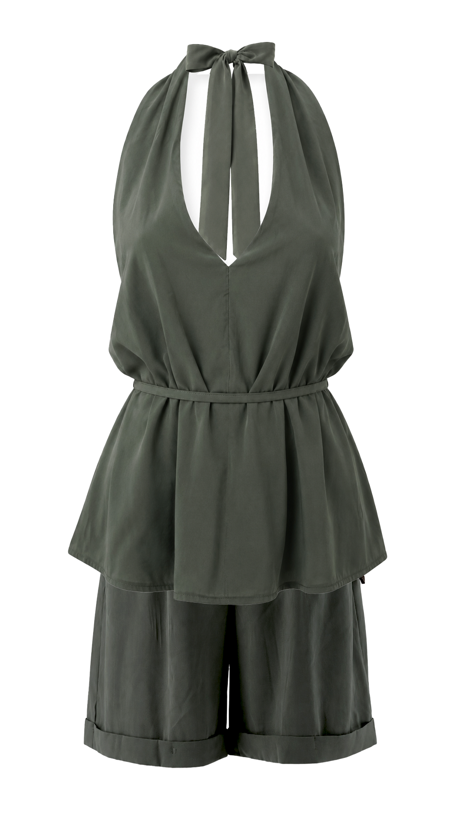 Top halter con scollo all' americana