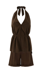 Top halter con scollo all' americana