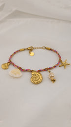 Bracciale corda con charms marini