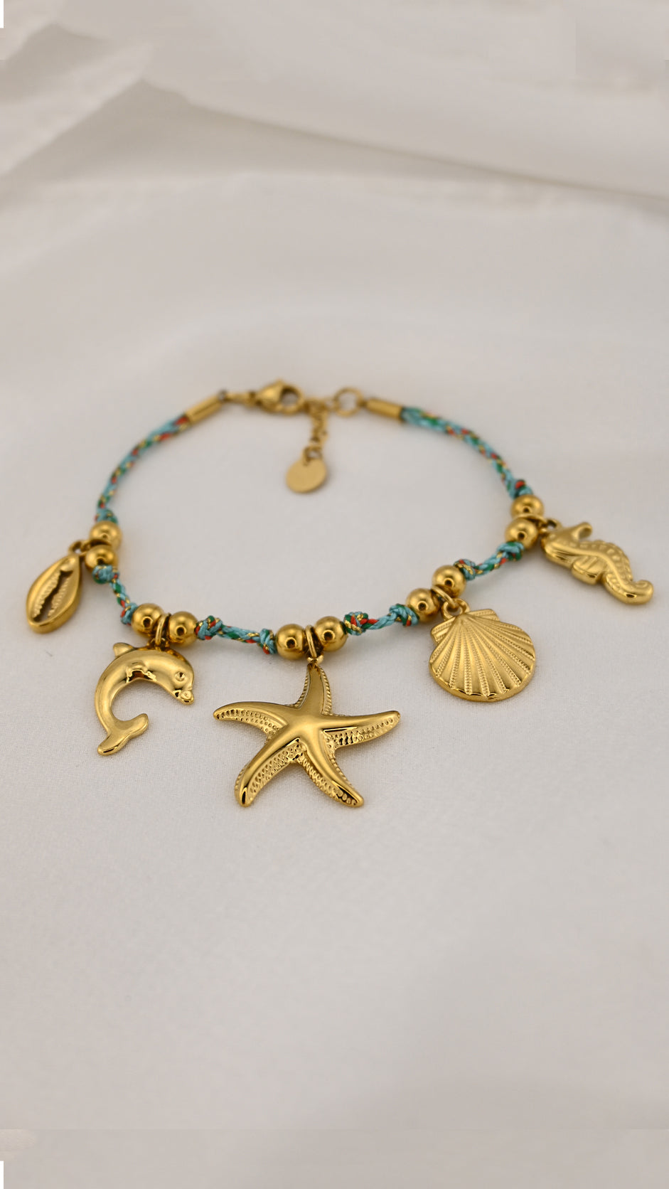 Bracciale corda con charms marini