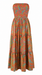 Abito lungo bandeau con stampa paisley