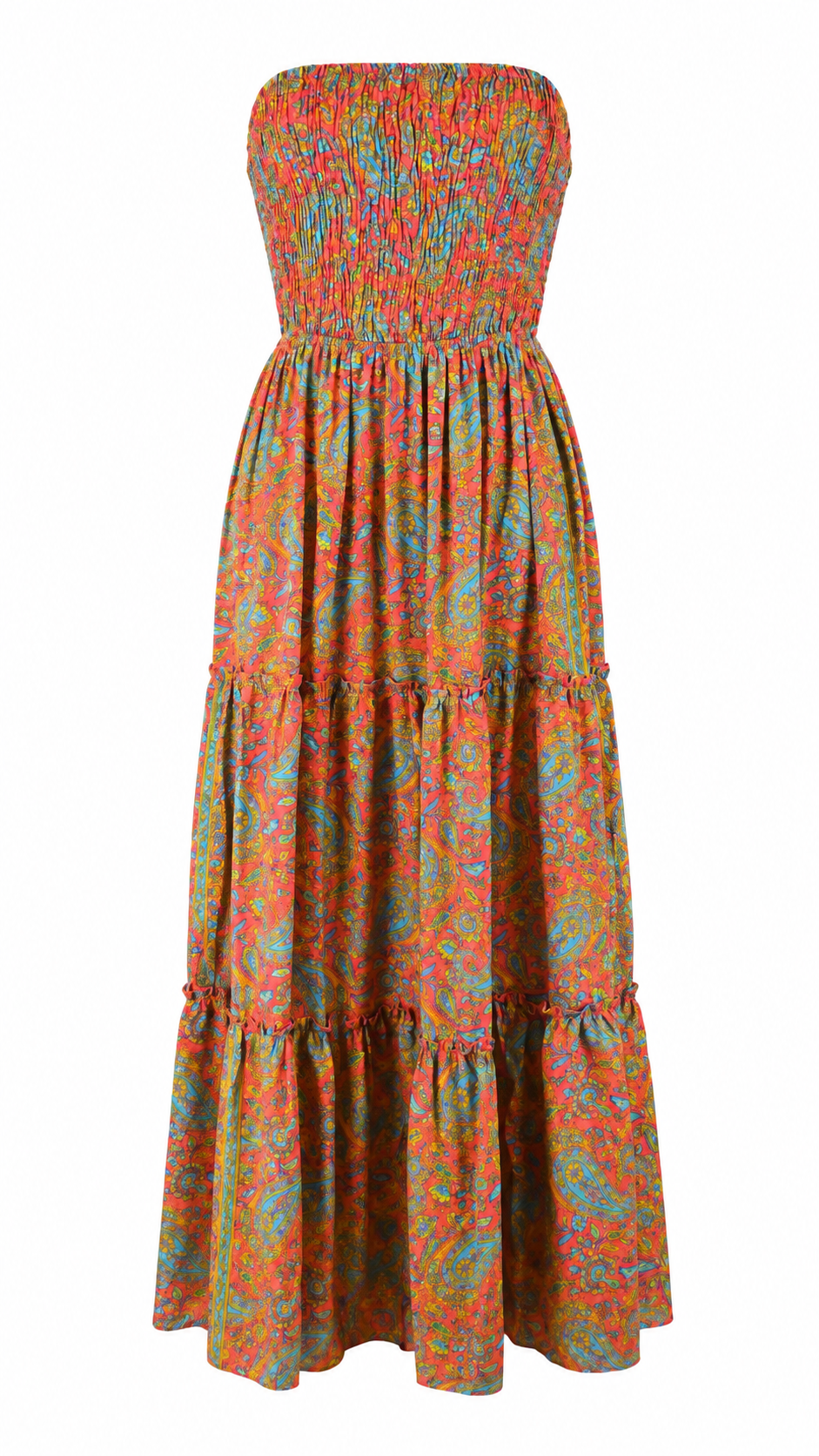 Abito lungo bandeau con stampa paisley
