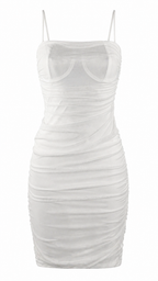 Abito corto aderente con tulle
