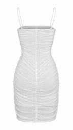 Abito corto aderente con tulle