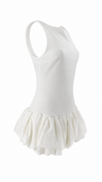 Abito corto smanicato con bubble skirt