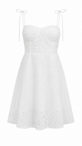 Abito corto bustier in pizzo san gallo