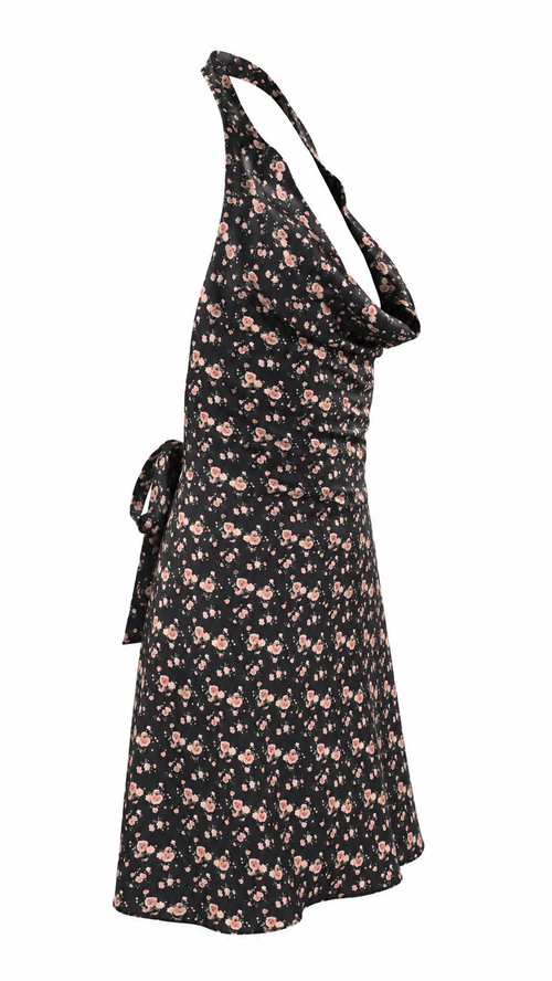 Vestido corto halter con estampado floral
