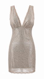 Abito corto in pizzo e paillettes