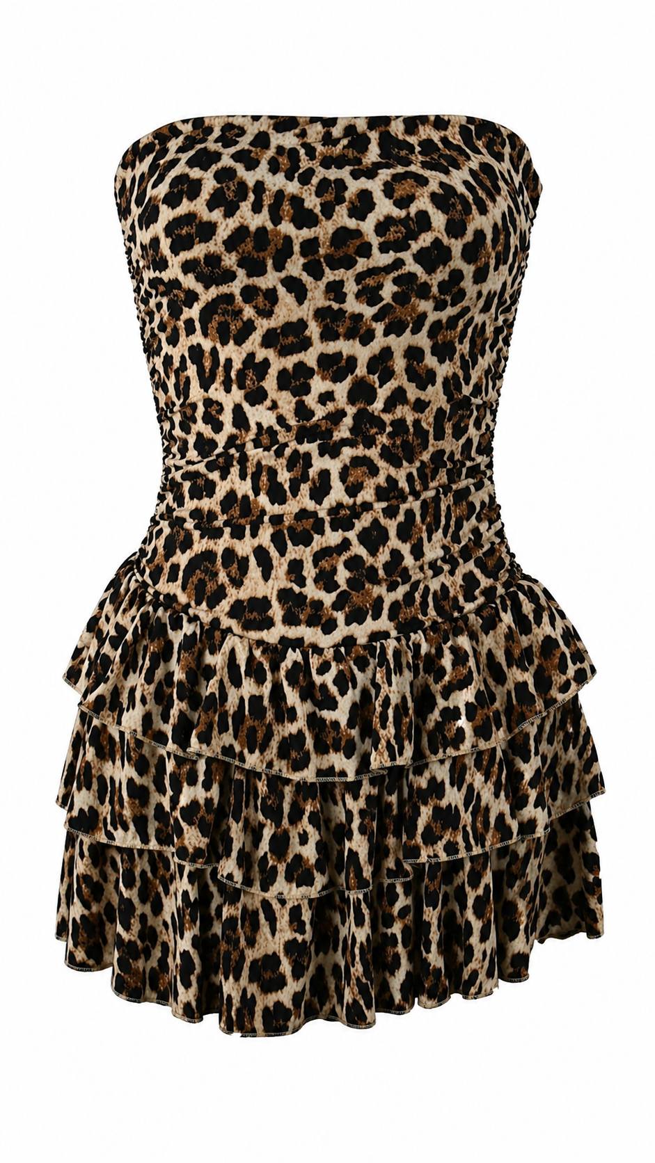 Strapless short dress with tiered skirt
