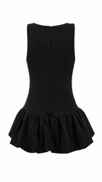 Abito corto smanicato con bubble skirt