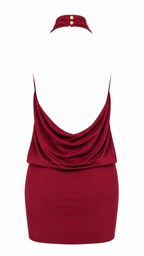 Abito corto con collo halter alto
