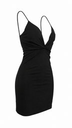 Abito corto con scollo a V e nodo sul davanti