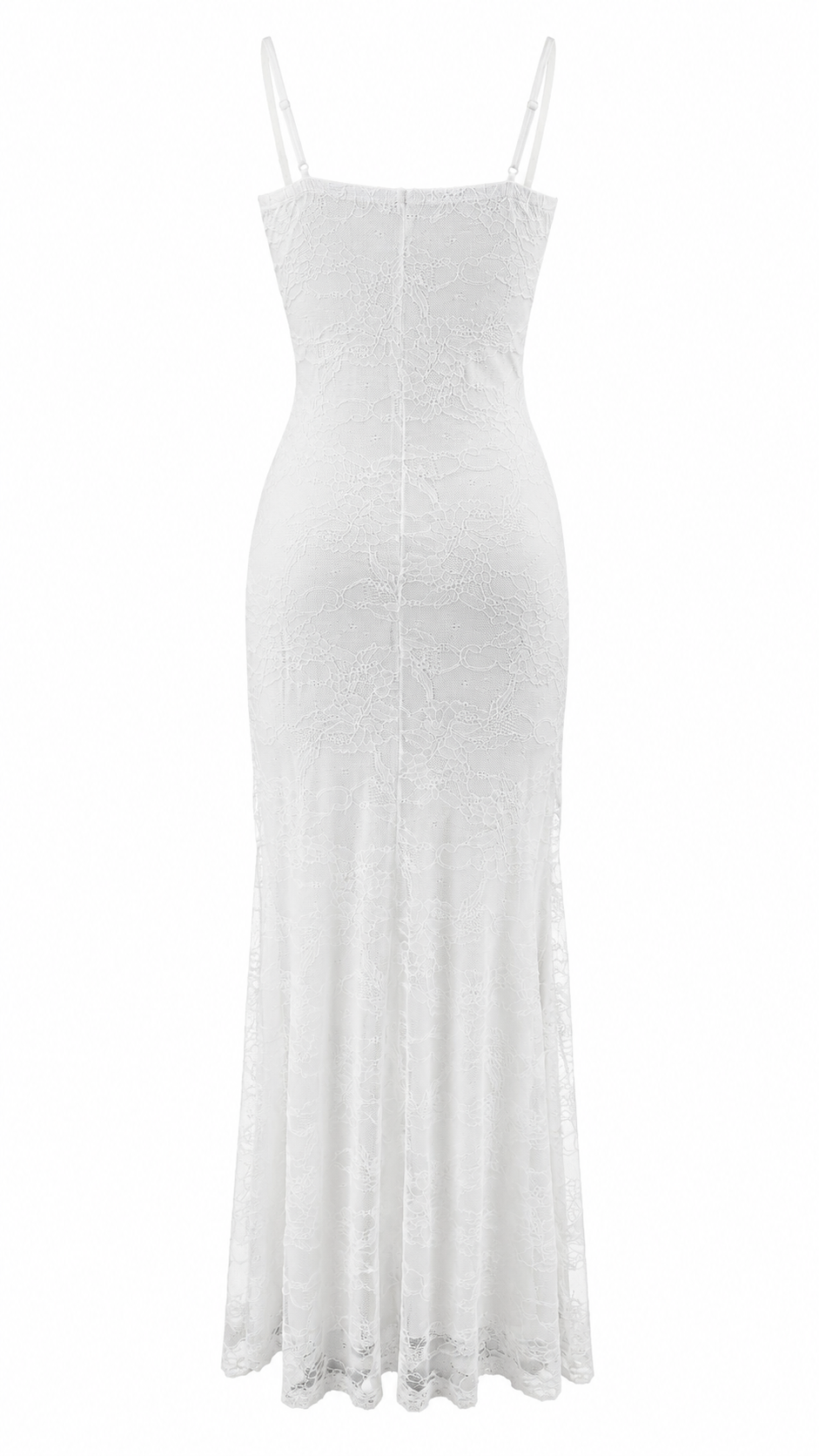 Vestido largo de encaje con escote en V