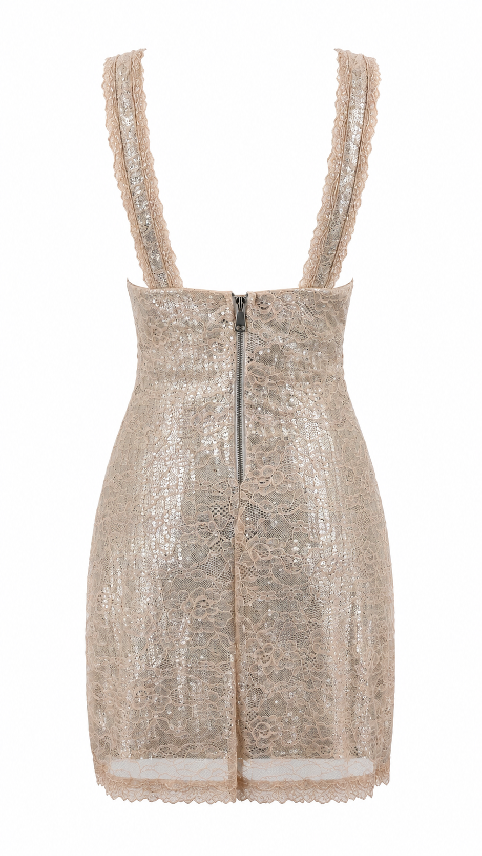 Abito corto in pizzo e paillettes