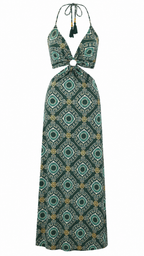 Abito lungo mandala cut-out laterale