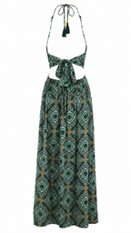 Abito lungo mandala cut-out laterale