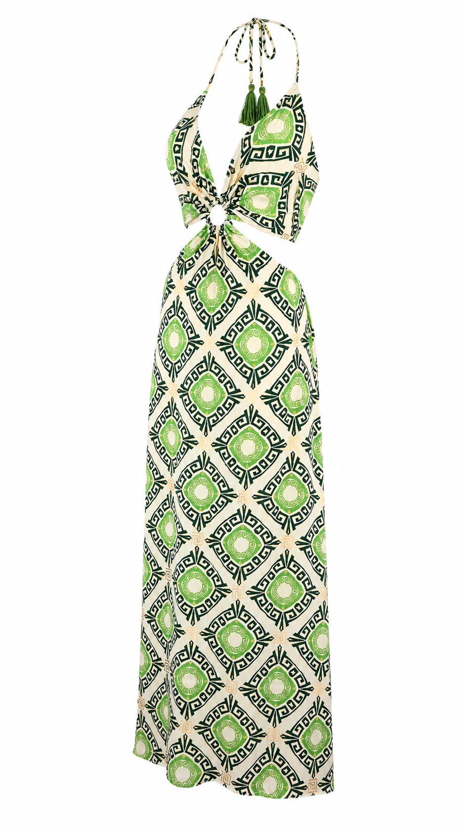 Abito lungo mandala cut-out laterale