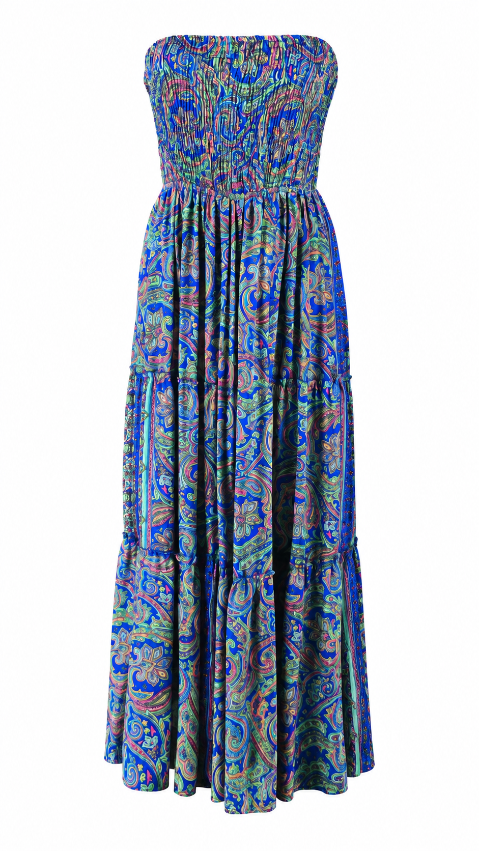 Abito lungo bandeau con stampa paisley