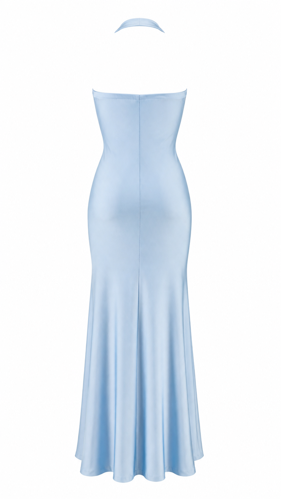 Abito lungo con scollo halter profondo