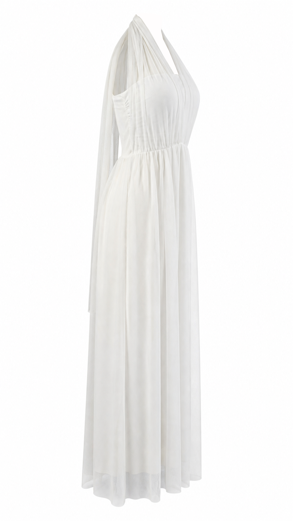 Abito lungo effetto tulle con scollo halter