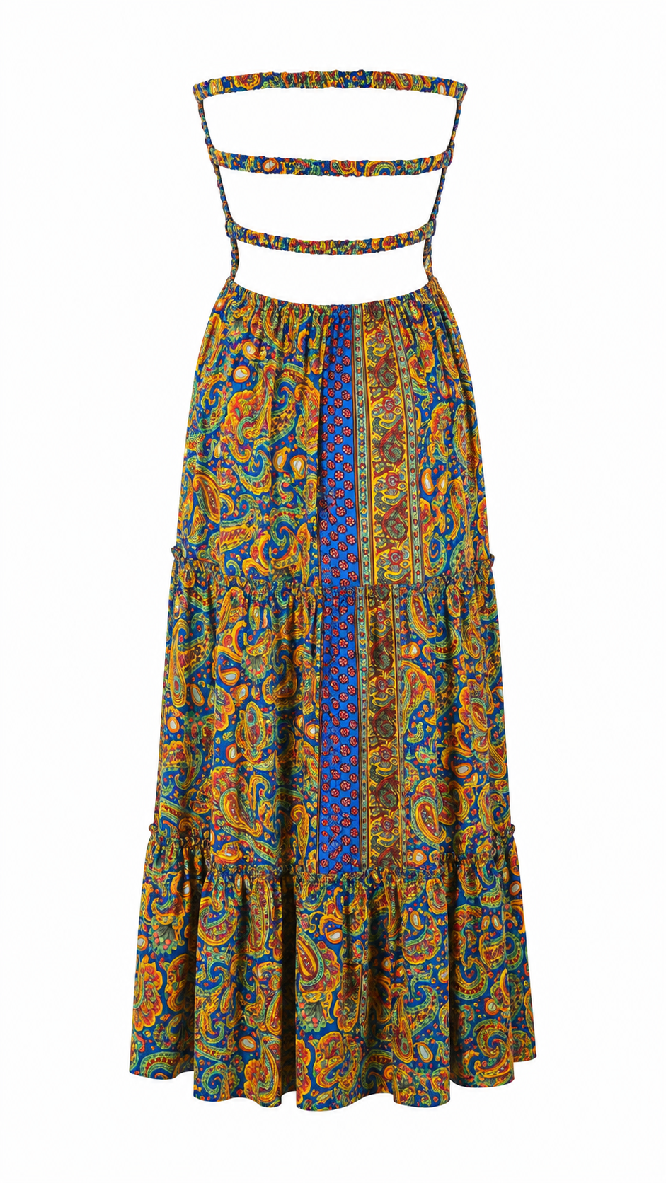 Abito lungo bandeau con stampa paisley