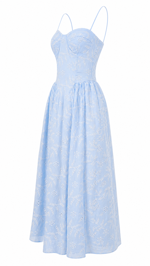 Abito lungo bustier in pizzo san gallo