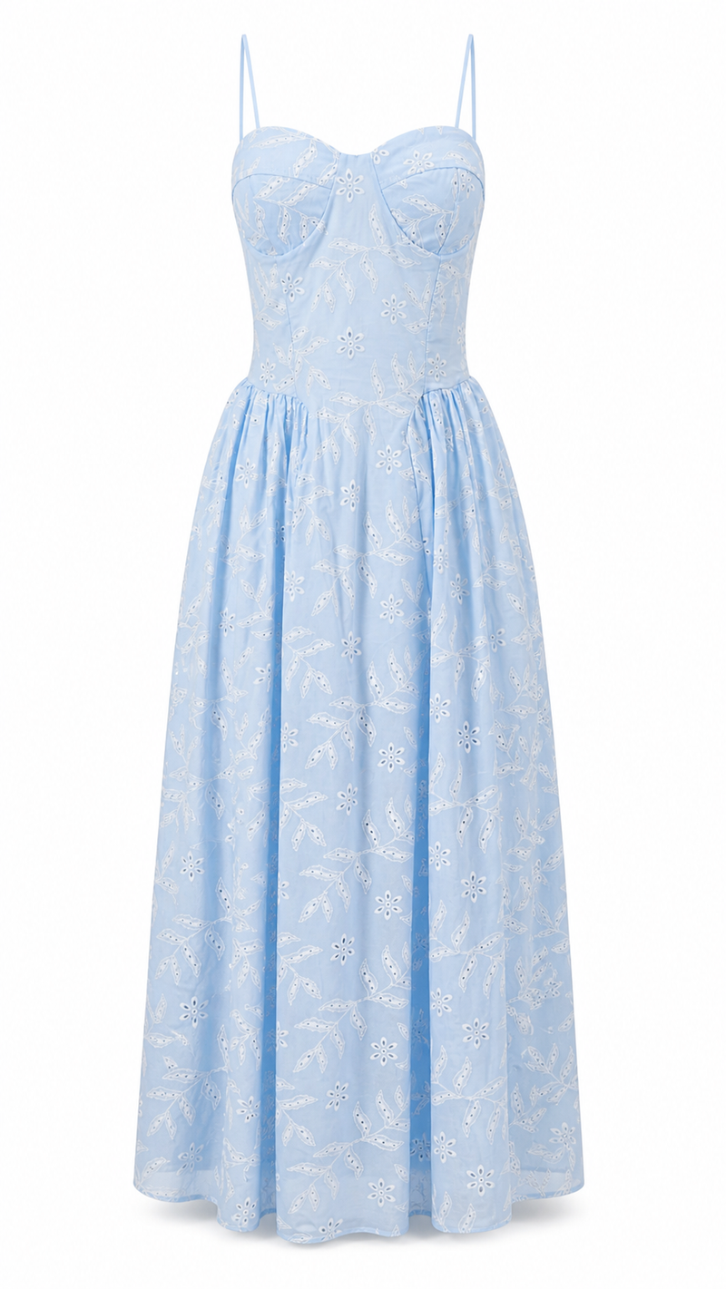 Abito lungo bustier in pizzo san gallo
