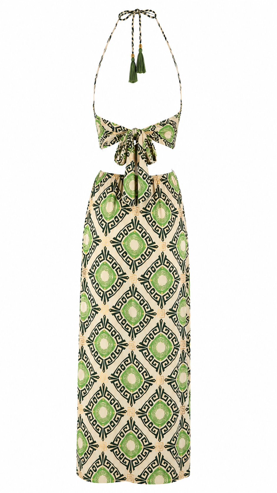 Abito lungo mandala cut-out laterale