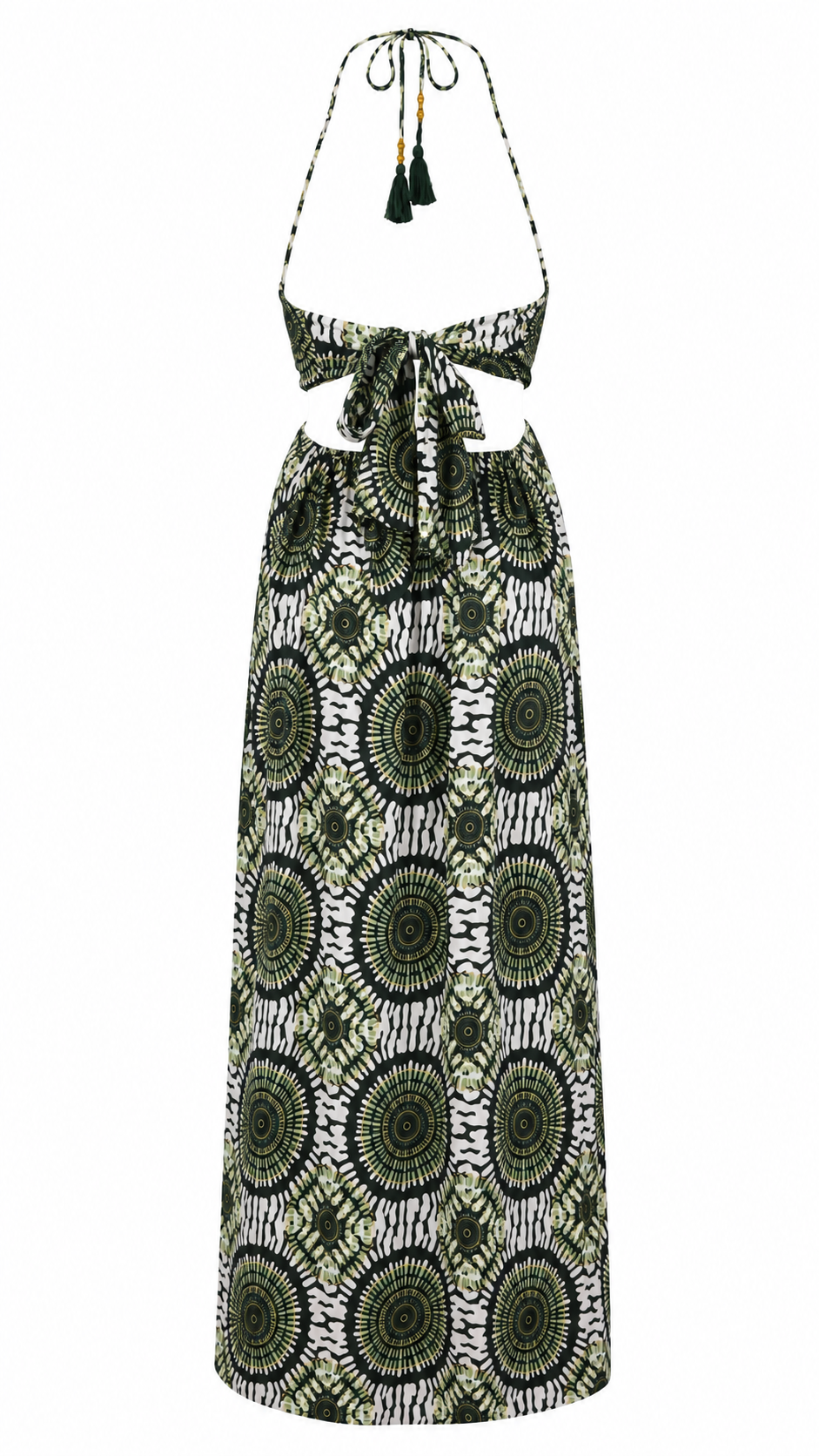 Abito lungo mandala cut-out laterale