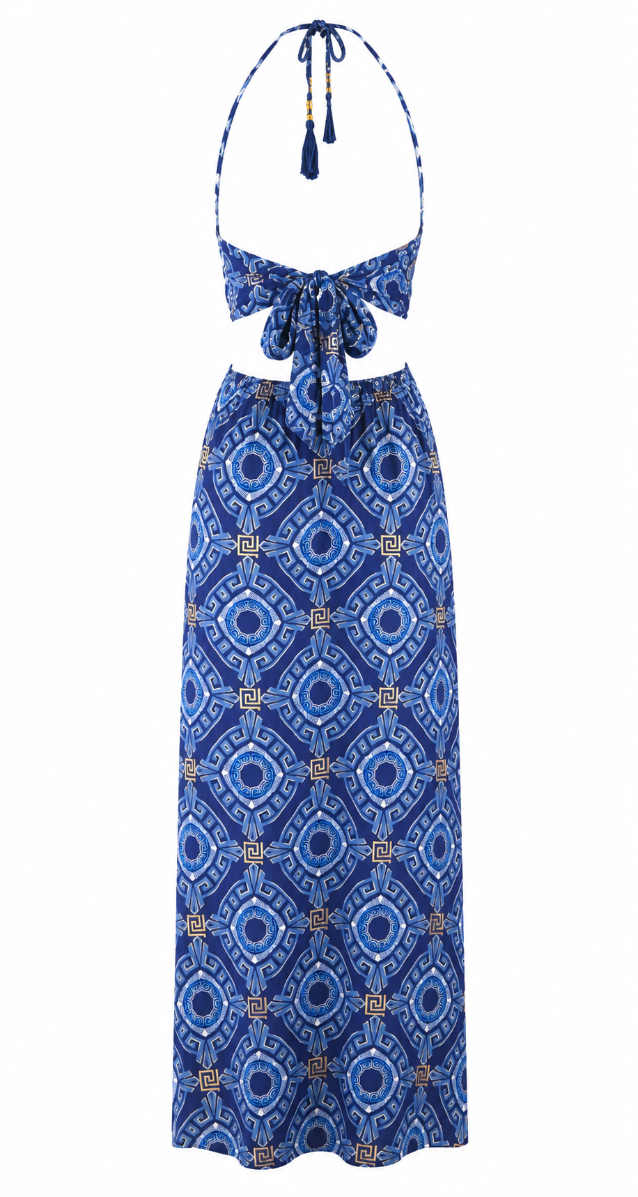 Abito lungo mandala cut-out laterale