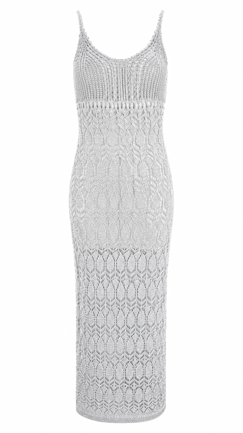 Abito lungo in maglia crochet traforata