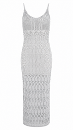 Abito lungo in maglia crochet traforata