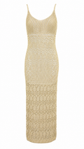 Abito lungo in maglia crochet traforata