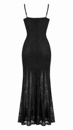 Vestido largo de encaje con escote en V