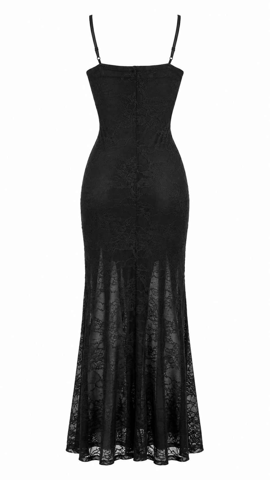 Vestido largo de encaje con escote en V