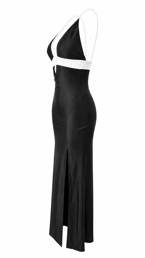 Vestido largo efecto satinado