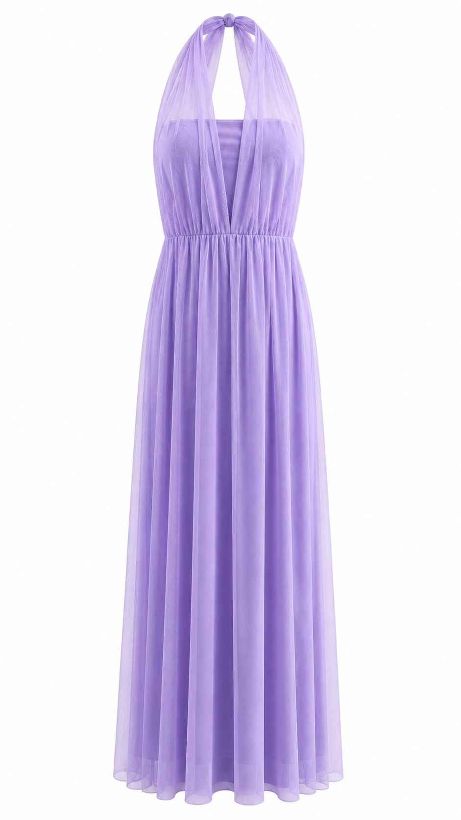 Abito lungo effetto tulle con scollo halter