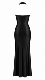 Abito lungo con scollo halter profondo