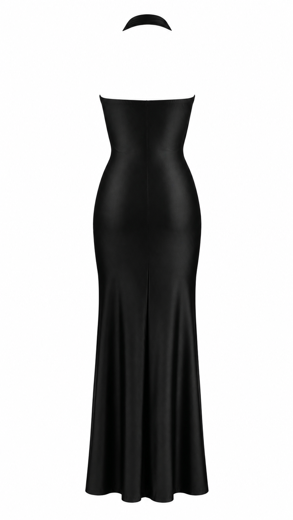 Abito lungo con scollo halter profondo