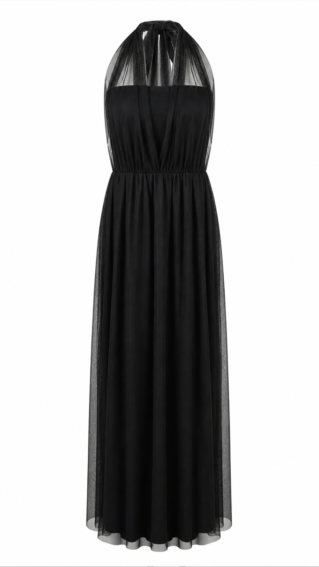 Abito lungo effetto tulle con scollo halter