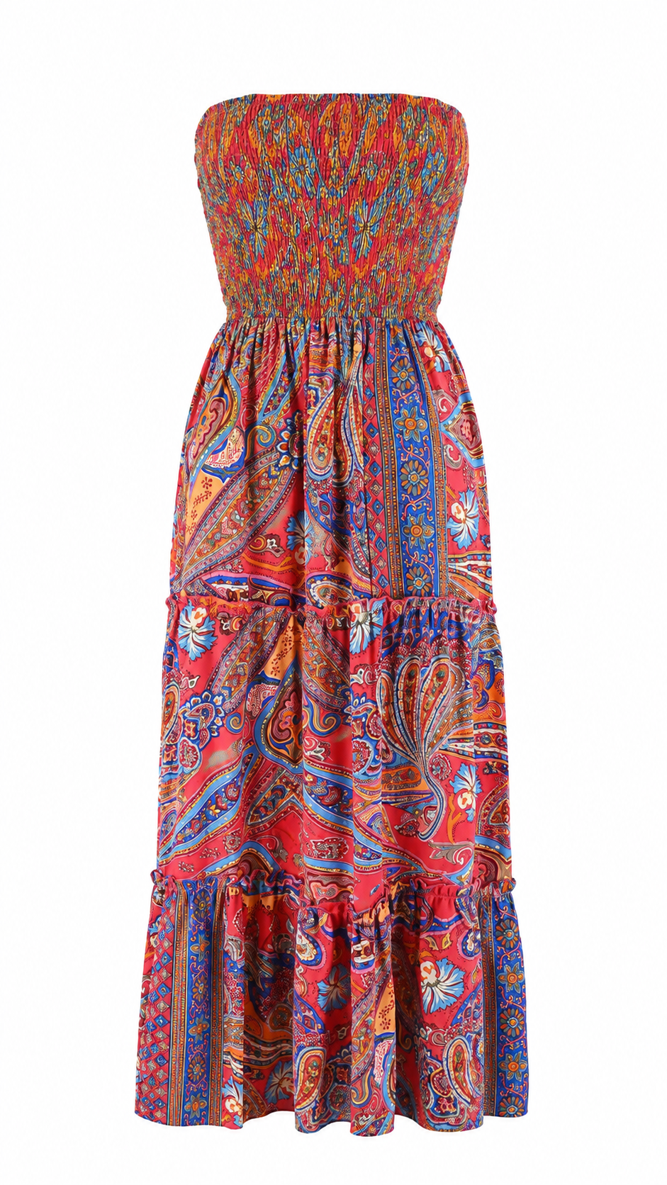 Abito lungo bandeau con stampa paisley