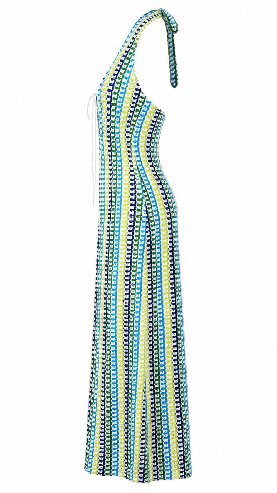 Abito lungo multicolor in tessuto intrecciato