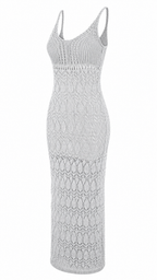 Abito lungo in maglia crochet traforata