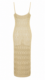 Abito lungo in maglia crochet traforata