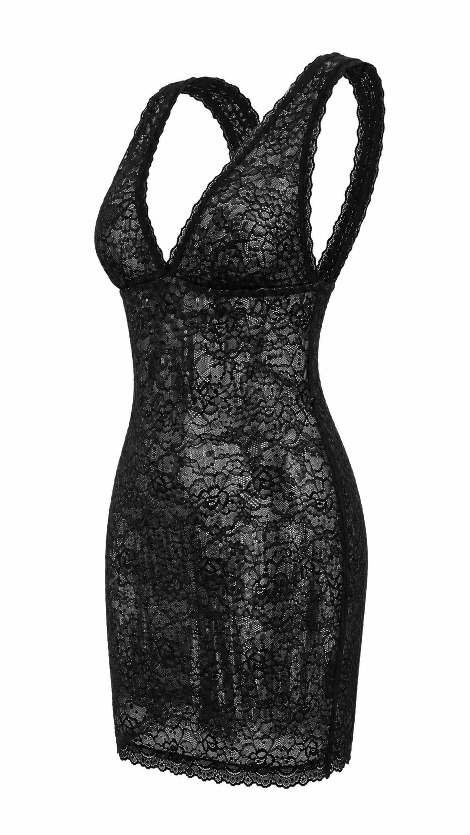 Abito corto in pizzo e paillettes