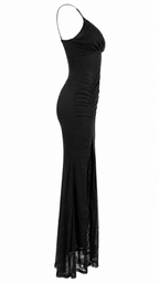 Vestido largo de encaje con escote en V
