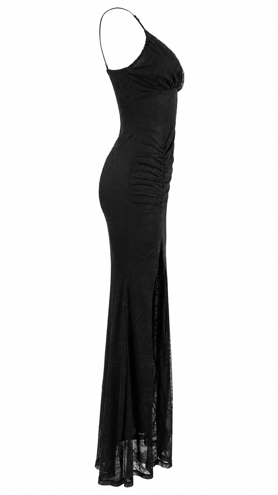 Vestido largo de encaje con escote en V