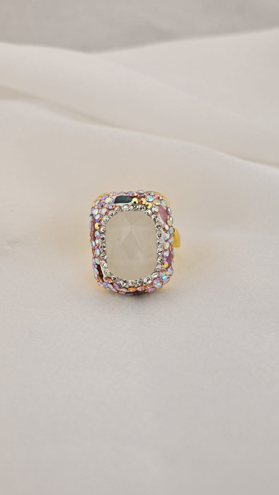 Anello cocktail oro rettangolare